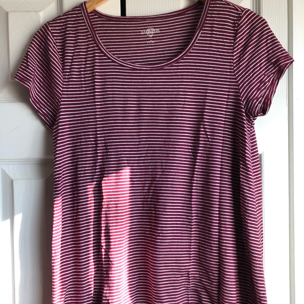 Burgundy and White Striped Tshirt